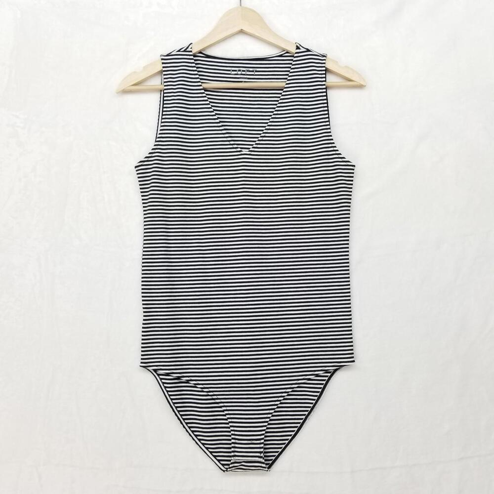 Loft Sleeveless Striped Bodysuit Small Black White Tank Top NWT - Picture 13 of 13